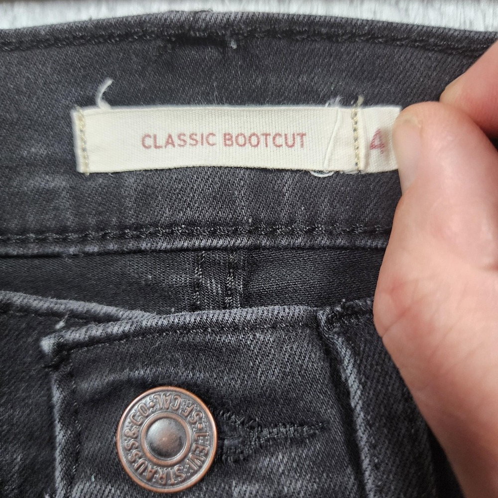 Levi's Classic Bootcut Jeans Womens 4 26x30 Black Dark Wash Stretch Denim - Picture 2 of 15